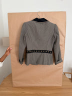 ALBERTA FERRETTI 2004 Pinstripe Peplum Jacket