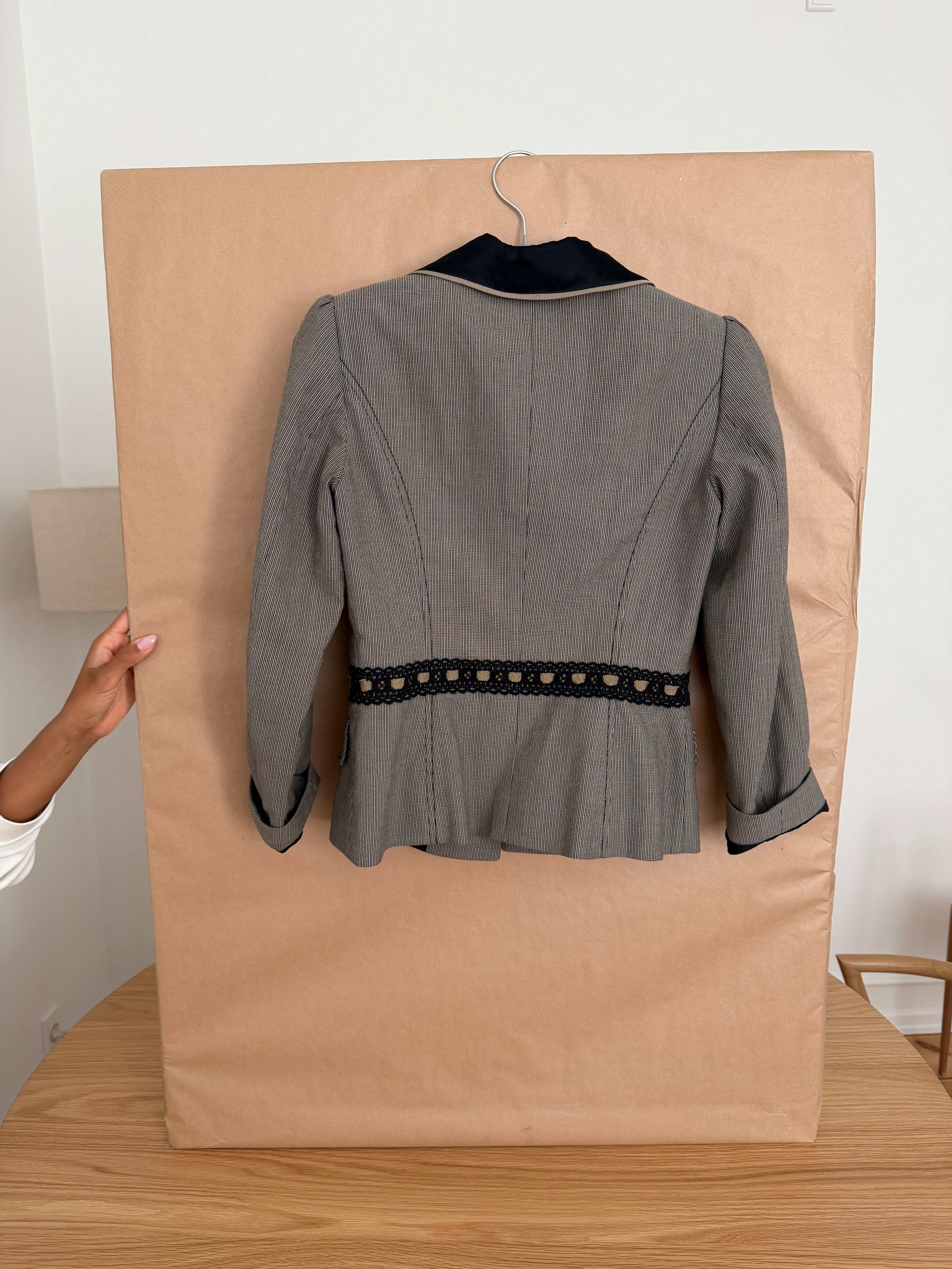 ALBERTA FERRETTI 2004 Pinstripe Peplum Jacket