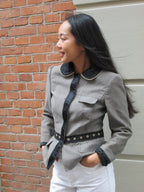 ALBERTA FERRETTI 2004 Pinstripe Peplum Jacket