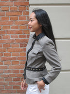 ALBERTA FERRETTI 2004 Pinstripe Peplum Jacket