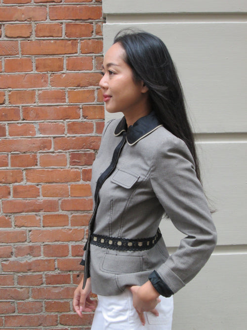 ALBERTA FERRETTI 2004 Pinstripe Peplum Jacket