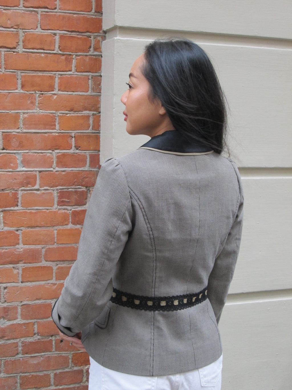 ALBERTA FERRETTI 2004 Pinstripe Peplum Jacket